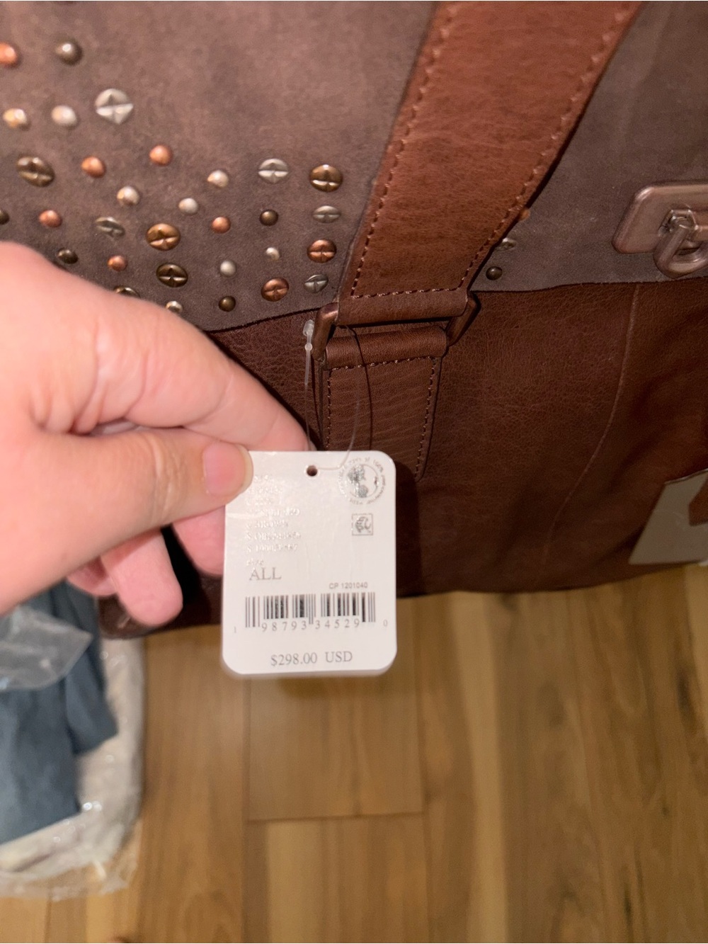 Free People Brown Studded Leather Satchel - Picture 2 of 4